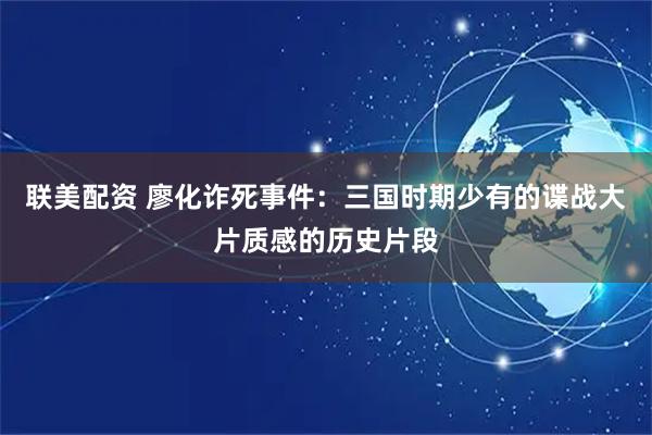 联美配资 廖化诈死事件:三国时期少有的谍战大片质感的历史片段